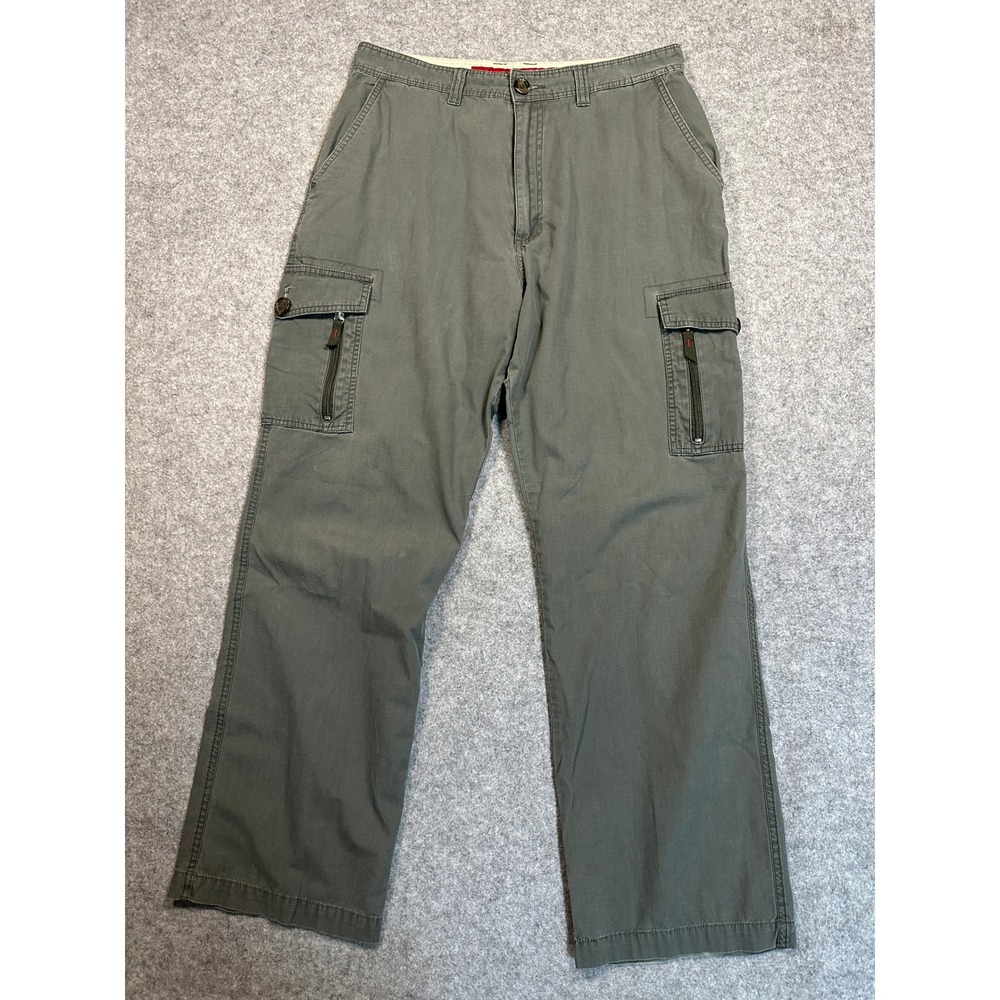 Quiksilver J105327 Cargo Pants 33 Olive Green Cotton Multi-Pocket Utility
